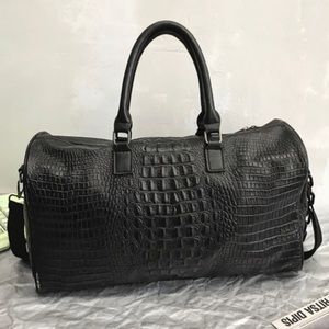 Faux Animal Print Gunmetal Duffel Bag NEW